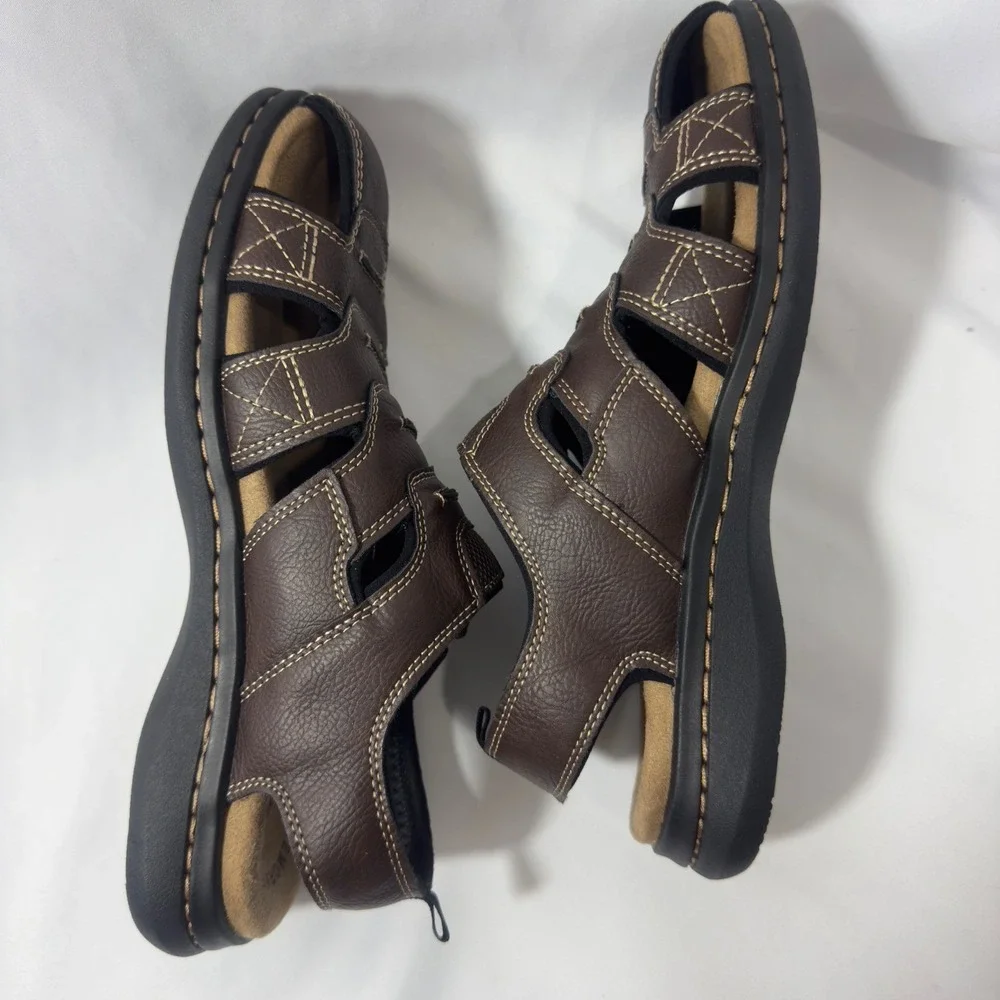 Dockers Mens Fisherman Sandals Brown Adjustable Strap MemoryFoam Comfort Size 8M